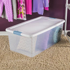 Sterilite 12-Pack Latching Box, Under Bed Storage Bins with Lids, Clear Plastic, 106 Quart - Heavy-Duty Organizing Containers for Closet, Bathroom, and Office