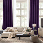 NICETOWN Purple Blackout Curtains for Backdrops, Thermal Insulated Noise Reducing Velvet Curtains for Film, Extra Long Window Curtains for Large Door Windows (2 Panels, 52-inch Wide x 120-inch Long)