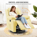 Recliner Chair, 360 Swivel Rocker Chair for Adults, Small Rocking Recliner for Small Spaces, Upholstered Fabric Glider Recliner Nursery