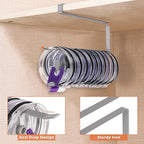 Tumbler Lid Organizer, Horizontal Tumbler Lid Storage Hook Up to 10 Lids, Space Saving Cup Lid Holders Under Cabinet Tumbler Lid Hook for Kitchen Organizer and Storage, Paper Towel Rack Hanger (Gray)