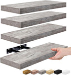 Sorbus Floating Shelves for Wall, Bathroom Shelves Wall Mounted for Kitchen, Bedroom, Living Room, Bathroom Storage, Over Toilet, Hanging Book Shelf for Wall Home Decor (Gray, 4 Pack)