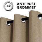 H.VERSAILTEX Linen Curtains 100% Blackout Curtains for Bedroom 54 inch Long Full Light Blocking Nature Linen Blended Window Curtains for Living Room Nickel Grommet (2 Panels, Heathered Macchiato)