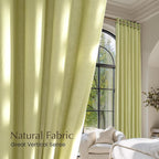 NICETOWN Fresh Green Linen Curtains for Kitchen, Thick Flax Small Window Treatments Semi Sheer Privacy Assured with Light Through for Cafe/Bathroom, W55 x L84, 2 Panels