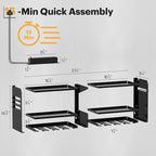 Power Tool Organizer Wall Mount with Charging Station, 15 Min Assembly & Maximum 420lb Load by Heavy Duty Metal, 8 Slots for Cordless Drill, Tool Battery Holder with 6 Outlet Power Strip