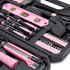 Amazon Basics 142-Piece Household Tool Kit for Home Repair, Hand Tools with Storage Case, 13.39 x 9.25 x 2.95 inch, Pink
