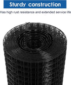 48'' x 50' 1/4inch Hardware Cloth 19 Gauge Black Vinyl Coated Welded Fence Mesh for Home and Garden Fence and Home Improvement Project (48'' x 50')