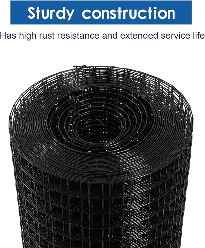 48'' x 50' 1/4inch Hardware Cloth 19 Gauge Black Vinyl Coated Welded Fence Mesh for Home and Garden Fence and Home Improvement Project (48'' x 50')