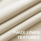 H.VERSAILTEX Linen Curtains 100% Blackout Curtains for Bedroom 90 inch Long Full Light Blocking Nature Linen Blended Window Curtains for Living Room Nickel Grommet (2 Panels, Bleached Sand)