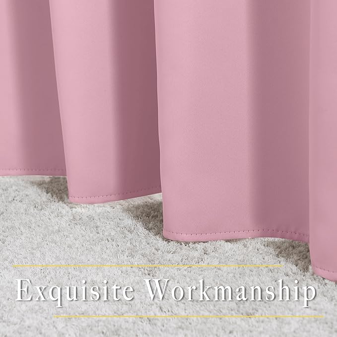 NICETOWN Rouge Pink Blackout Curtains for Bedroom 95 Inch Length - Thermal Insulated Room Darkening Privacy Grommet Window Drapes for Boys Room, Set of 1 Panel, 80 x 95 Inch