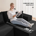 110” Cloud Sectional Couch, Boneless Sofa for Living Room, Modular Sectional Sofa with Deep Seat, Comfy Fluffy U-Shaped Couch with Right-Facing Chaise, No Assembly Required, Black