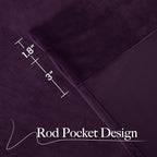 NICETOWN Purple Velvet Curtains 90 inch Long for Yoga Room, Dark Purple - Rod Pocket Romantic Vibe Home Decor Luxury Blackout Window Treatments for Bedroom and Living Room(2 Pieces, 52" Wide)