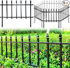 Metal Decorative Garden Fence 22" Wide x 18" High (5 Panels, Total Length 9.17 feet), Metal Border Folding Fence, Landscape Fencing for Flower Bed, Yard, Animal Barrier