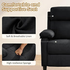 Recliner Chair, Reading Chair for Adults with Side Pockets, Recliners with Padded Deep Seat, Small Recliners for Small Spaces, Linen Fabric Comfy Chair for Bedroom, Living Room, and RV