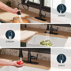 FORIOUS Antique Kitchen Faucet with Pull Down Sprayer, Oil Rubber Bronze, High Arc Single Handle Vintage Spring Sink Faucet 1 or 3 Hole for Pot Filler, Farmhouse Camper Laundry Camper