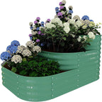 IDEALHOUSE Triple-Layer Galvanized Raised Garden Bed, 61x42x31 Inch Outdoor Modular Planter Box for Vegetables, Herbs & Flowers, 3-in-1 Open-Base Design for Deep Root Growth, Green