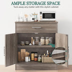 Shintenchi Farmhouse Storage Cabinets with Doors and Shelves,Kitchen Barn Door Storage Cabinet with Drawers,Coffee Bar Cabinet Buffest Sideboard for Dining Room,Living Room,Bathroom,Entryway,Ash Grey