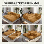 78.8" Convertible Futon Sofa Bed,Corduroy Futon Couch with Storage Pocket,Folding Pull Out Sofa,No Assembly Boneless Couch for Living Room,Yellow
