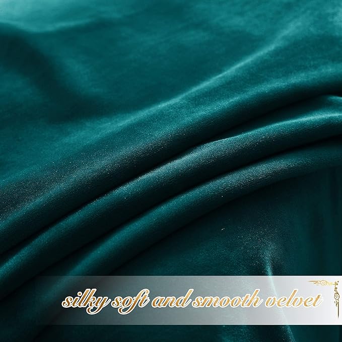 NICETOWN Teal Curtains for Living Room, Rod Pocket Privacy Enhancing Light Control Curtains for Guest Room, Bedroom(2 Panels, 52 inches Wide, 96 inches Long)