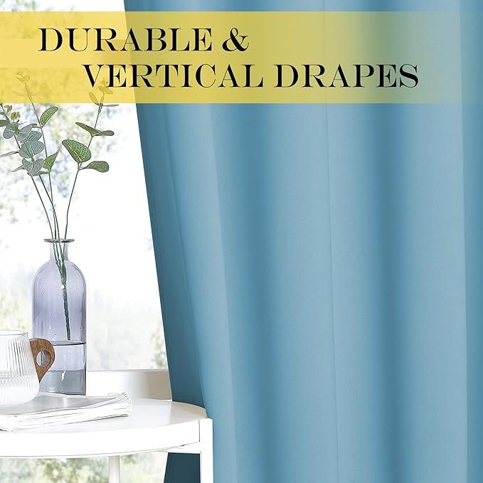 NICETOWN Blackout Curtains 54 Inches Long, Thermal Insulated Room Darkening Curtains for Bedroom, Window Treatment Drapes for Living Room Nursery (W66 x L54 Inch, Teal Blue, 1 Panel)