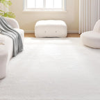 Amazon Basics Fluffy Washable Area Rug, Shaggy Carpet for Living Room, Bedroom, 4' W × 6' L, Cream