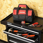 FASTPRO 220-Piece Home Tool Set, Household Repairing Tool Kit with 12-Inch Wide Mouth Open Storage Tool Bag, Red