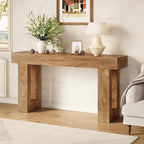 LITTLE TREE 63 Inches Long Console Table for Entryway, Sofa Table Behind Couch, Wooden Entry Table Foyer Hallway Table, Industrial Console Sofa Table for Living Room, Oak Color