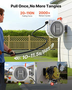 VEVOR Retractable Garden Hose Reel, 1/2 in x 100 ft, Wall Mounted Hose Reel with 9-Function Sprayer Nozzle and 180° Swivel Bracket, Any Length Lock, Automatic Slow Rewind System, for Garden Watering