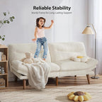 Pipishell Futon Sofa Bed, 75 Inch Corduroy Futon Couch Convertible with Adjustable Backrest and Armrests, Recliner Sleeper Sofa for Small Spaces, Living Room, Office, Guest Room (White, 75 Inch) | Adjustable