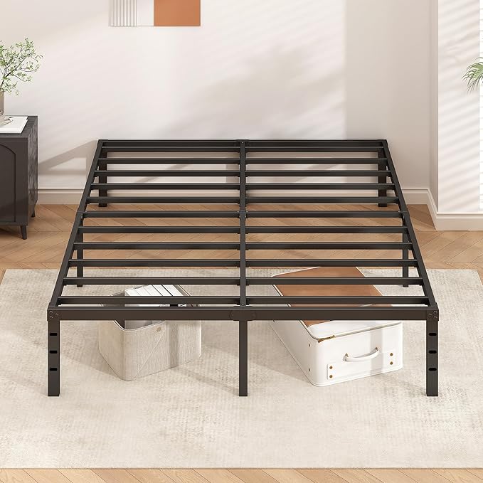 Metal Platform Bed Frame 12 Inch Tall,No Box Spring Needed,King Size Bed with Heavy Duty Strong Support Slats,Easy to Assemble,Black