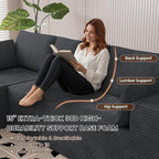 106" Cloud Sectional Boneless Couches for Living Room, Modular L Shaped Couch with Deep Seat Oversized Right Facing Chaise, Memory Foam Compressed Spineless 3 Seater Sofa for Apartment, Grey