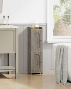 Bathroom Storage Cabinet, Small Corner Floor Cabinet with 2 Doors and Adjustable Shelf, Narrow Toilet Paper Cabinets, Bathroom Organizer for Small Spaces, 7.9" D x 7.9" W x 29.5" H Greige