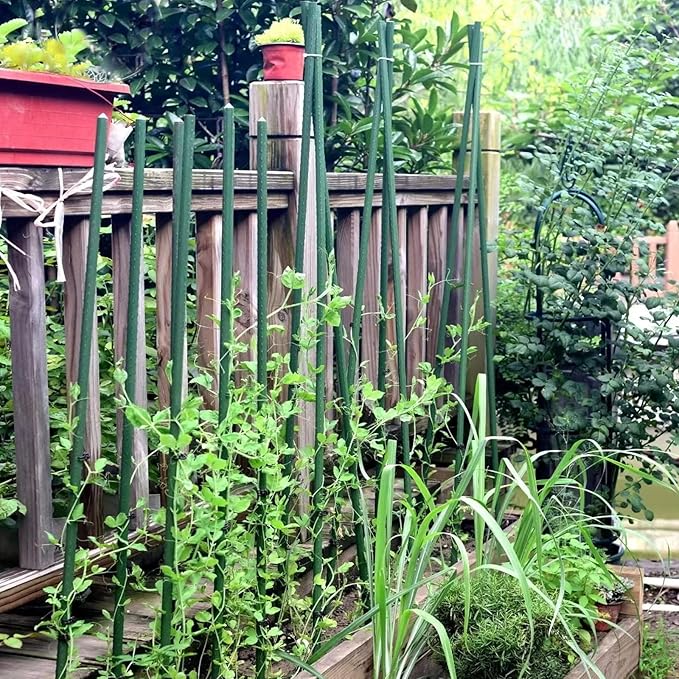 Garden Stakes 4FT Tomato Stakes for Outdoor Plant Support, 0.43 inch Diameter Plant Stake Sticks for Beans Potted Climbing Plants Gardening Supplies 20 Pack