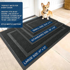 OLANLY Front Door Mat Indoor Outdoor Entrance, Waterproof All-Season, All-Weather Doormat, Sturdy Natural Rubber, Fade Resistant, Low Profile, Easy Clean Patio Porch Entryway Mat, 59x40, Black