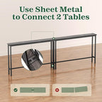 SUPERJARE 5.7 Inch Console Table with Outlet, Sofa Table, Behind Couch Table, 5.7 x 39.4 x 29.7 Inches, Metal Frame, Charging Station, Charcoal Grey
