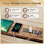 Huuger 126 Inch Sofa Table with Power Outlets and USB-C Ports, 5.9 Inch Narrow Entryway Table, Behind Couch Table with Storage, Extra-Long Console Table, Living Room, Rusitc Brown