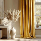NICETOWN Mustard Gold Velvet Curtains Long Drapes, Living Room Office Luxury Bedroom Room Darkening Velvet Curtains, Rod Pocket Velvet Curtains 84" Long, 52 inches Wide, Set of 2