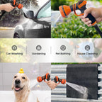 Giraffe Tools Garden Hose 75FT Lightweight Lay Flat Water Hose Kink Free Flexible Hose with 9 Spray Function Nozzle, Black