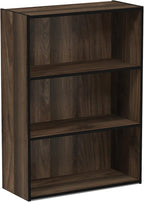Furinno PASIR Book Shelf, 3-Tier Bookshelf, Storage Shelves Bookcase, 9.7 x 23.7 x 31.5, for Living Room, Bedroom, Home Office, Columbia Walnut