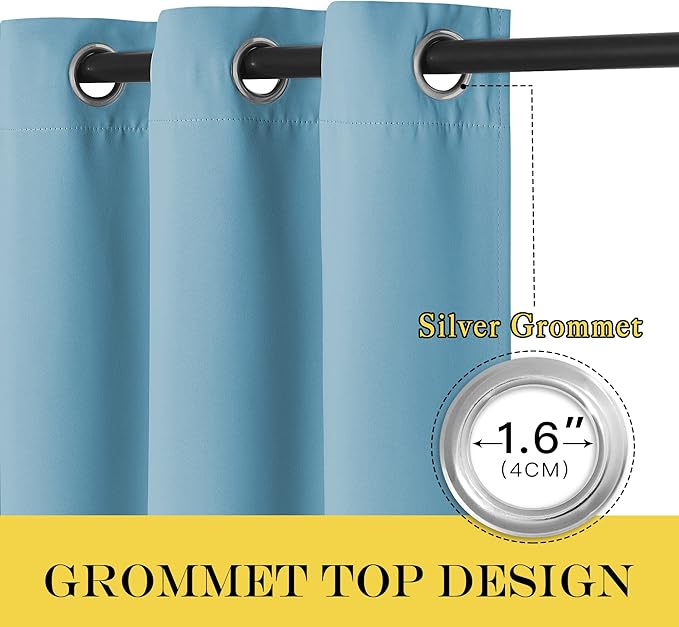 NICETOWN Room Darkening Short Curtain 54 inches Long for Living Room, Grommet Sound Reducing Thermal Insulated Curtains for Bedroom Nursery Window, 46W x 54L, 1 Piece, Teal Blue