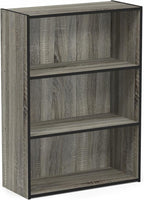 Furinno PASIR Book Shelf, 3-Tier Bookshelf, Storage Shelves Bookcase, 9.7 x 23.7 x 31.5, for Living Room, Bedroom, Home Office, French Oak