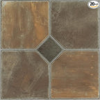 Nexus Self Adhesive 12-Inch Vinyl Floor Tiles, 20 Tiles - 12" x 12", Rustic Slate Pattern - Peel & Stick, DIY Flooring for Kitchen, Dining Room, Bedrooms & Bathrooms by Achim Home Decor
