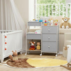 Baby Organizer and Storage - 3 Tier Rolling Cart with Dividers and Drawers, Easy To Assemble, Mobile Utility Cart with Wheels for Nursery, Bedroom, Changing Table & Crib,Light Gray