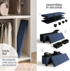 Storage Ottoman Bench with Bins, 43-in Storage Bench for Bedroom End of Bed, Folding Foot Rest Ottoman for Living Room Max 660lbs, Velvet Ottomans, Blue