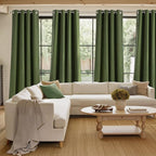 NICETOWN Faux Linen Froest Green Blackout Curtains 84 inches Long for Living Room - Privacy Panels for Bedroom, Modern Farmhouse Style Easy Care Grommet Top, 2 Panels, W52 by L84