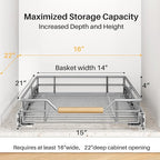 Pull out Cabinet Organizer, 15"W X 21"D, Heavy Duty Smooth Sliding Under Cabinet Shelves for Pots and Pans, Full-Extension Roll out Drawers, Slide out Organization for Home Kitchen Pantry