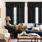 NICETOWN Black Velvet Valance Curtains for Windows 18 inch Length, Kitchen Window Treatment Room Darkening, W52 x L18, 1 Panel