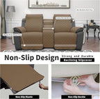 Easy-Going Loveseat Recliner Cover with Console, Reversible Couch Cover for Living Room, Split Sofa Cover for Each Seat with Elastic Straps for Kids, Dogs, Pets(2 Seater, Camel/Ivory)