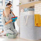 Lifewit 3 Pack Laundry Basket 100L Each, Collapsible Clothes Hamper with Reinforced Handles, Freestanding Waterproof Design for Bedroom and Laundry Room, Grey 300L Total