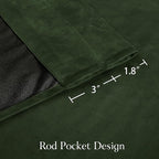 NICETOWN Olive Green Velvet Blackout Curtains 98 inch Long - Room Darkening Drapes, Super Soft Luxury Window Treatments for Bedroom and Living Room, 52" Wide Each Panel, 2 Panels