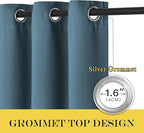 NICETOWN Patio Blackout Curtain Panels - Extra Wide Sliding Door Thermal Insulated Drape, Privacy Room Divider Curtain for Bedroom Office (Smoky Blue, 66 x 118 Inch Long)